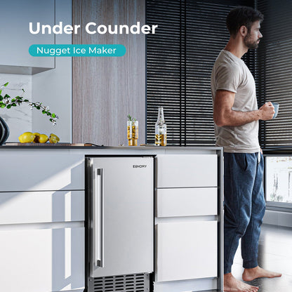 EUHOMY Commercial Under Counter Nugget Ice Maker Machine Includes 2 Bottles of Cleaner - Euhomy
