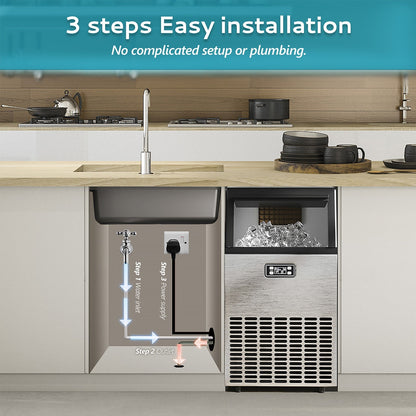 EUHOMY Excellent Storage Container Undercounter Commercial Ice Machine Includes 2 Bottles of Cleaner - Euhomy